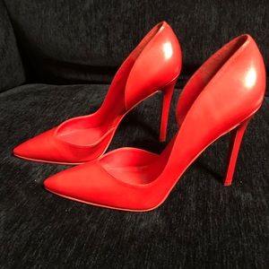 Red Leather D’Orsay Pumps